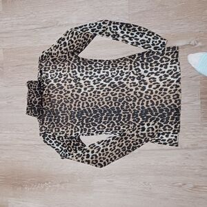 Vintage Long Sleeve Sheer Leopard Print Women's Blouse Made In Denmark Germany